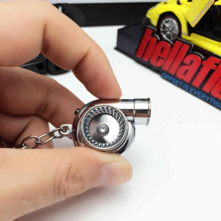 Creative Gift Car Key Chain Usb Charging with Led Light Turbocharged Metal