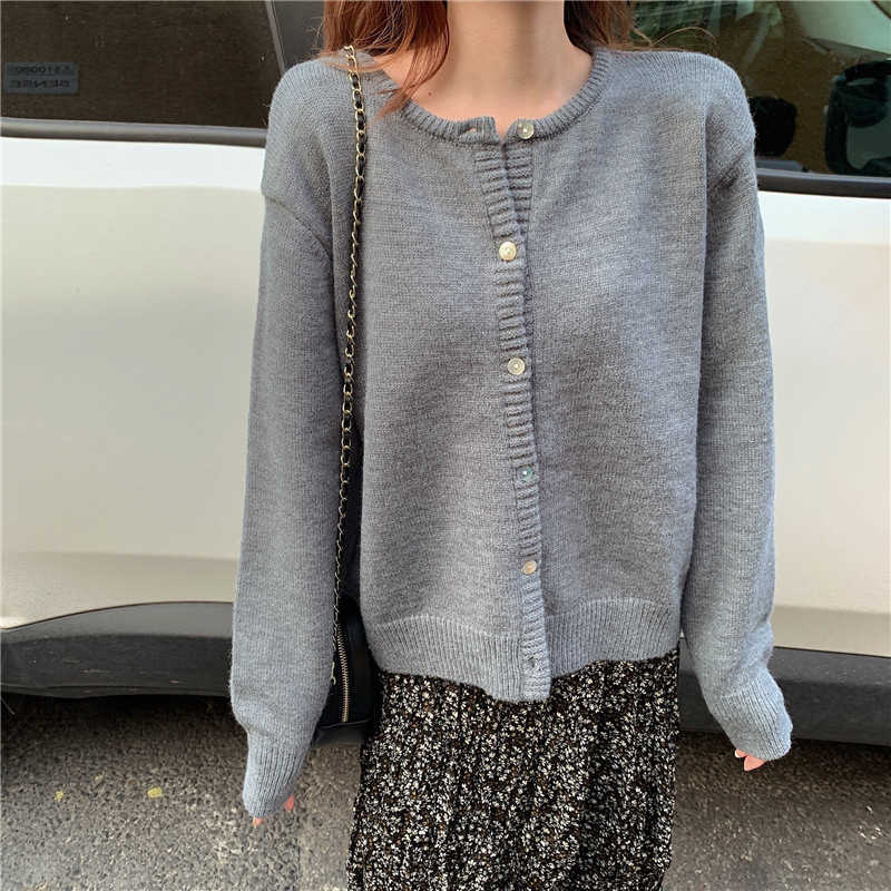 HSA Sweater Women Long Sleeve Casual Cardigan Button Sweater Jumpers Female Warm Elegant Autumn Winter Short Knit Coat19361 210716