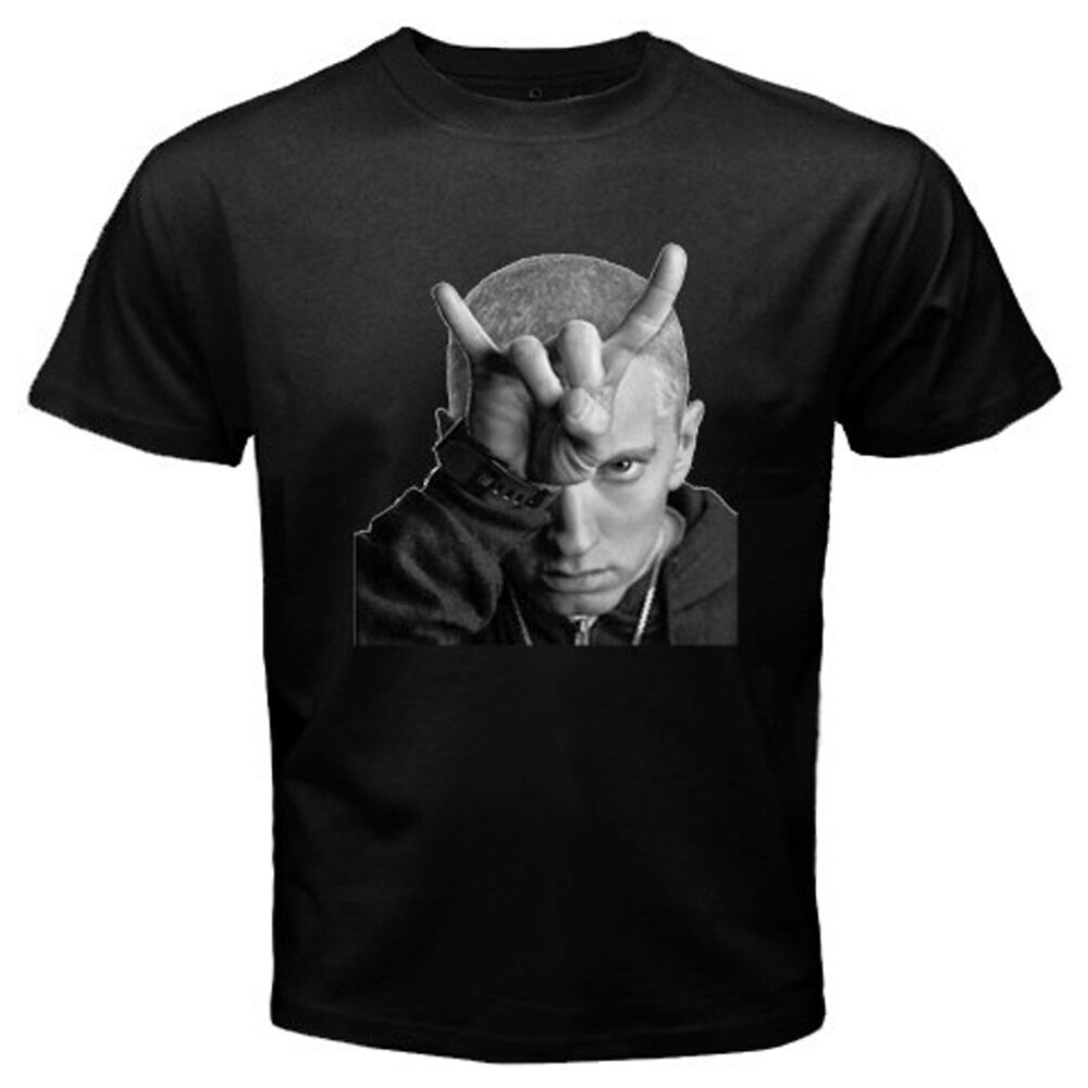 Eminem Finger Horn Men's Black T-Shirt Size S to 3XL, White;black
Eminem Finger Horn Men's Black T-Shirt Size S to 3XL, White;black