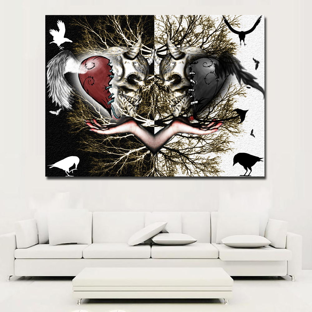 Dark Color Pop Art Abstract Love Art Painting Printed on Canvas Modern Wall Art Picture for Living Room Poster Cudros Decor