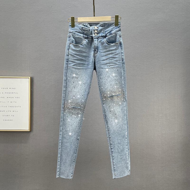 Women' Jeans Rhinestone Fashiona Pants 2022 Spring Autumn High Waist Slim Stretch Ripped Pencil Girls Blue Jean Denim, Light blue
Women' Jeans Rhinestone Fashiona Pants 2022 Spring Autumn High Waist Slim Stretch Ripped Pencil Girls Blue Jean Denim, Light blue