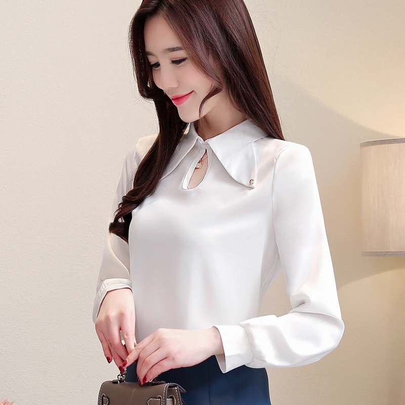 womens tops and blouses Office Lady long sleeve Solid Peter pan Collar clothing women ladies 6751 50 210427