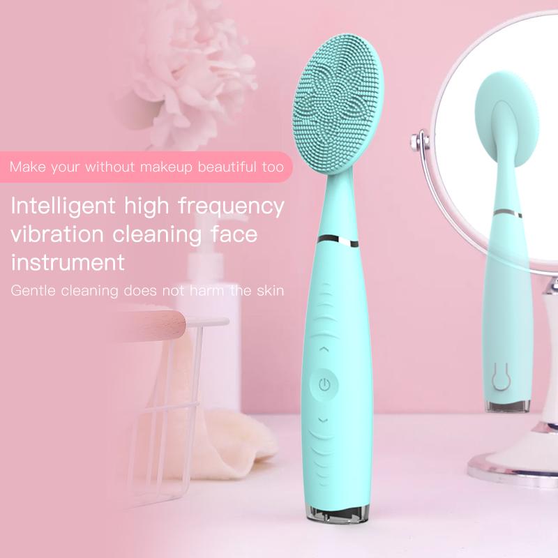 Portable New Facial Cleansing Brushes Face silicone Brush Face Cleaner Device Spa Skin Care Massage Beauty Machine charging pink blue
