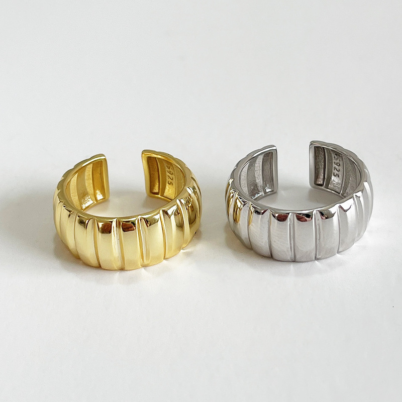 celi french wide face gear opening 925 sterling sier ring minimalist women's net red ring, Silver
celi french wide face gear opening 925 sterling sier ring minimalist women's net red ring, Silver