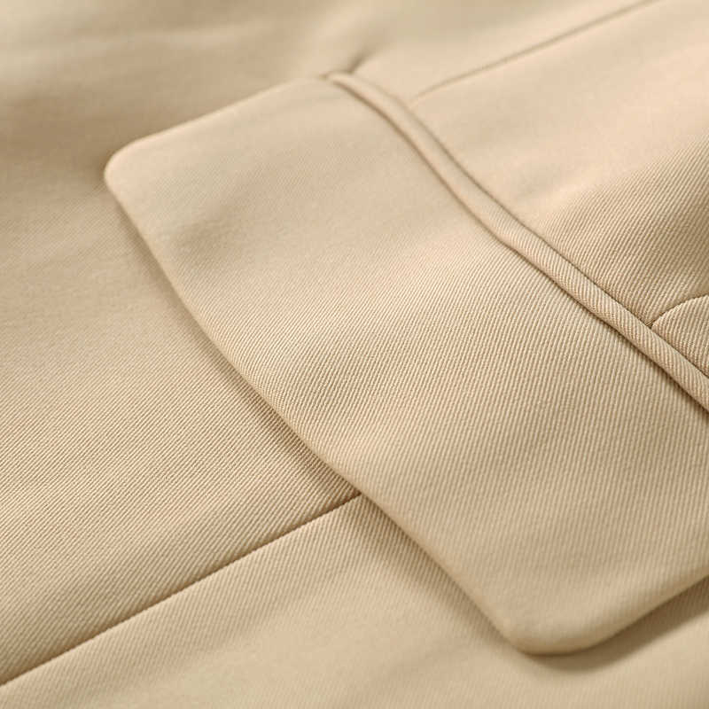 TOP QUALITY Stylish Classic Blazer Women's Double Breasted Metal Lion Buttons Jacket Outer Wear Khaki 210930