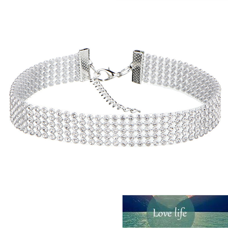 NEW Crystal Rhinestone Choker Necklace Women Wedding Accessories Silver Color Chain Punk Gothic Chokers Jewelry Collier Femme Factory price expert des