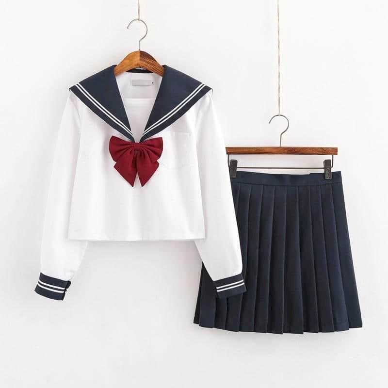 Sailor suit female Japanese jk uniform student jacket Korean style long and short skirt navy cute sleeve college school 210526