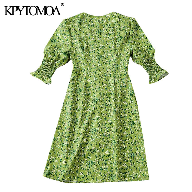 Women Chic Fashion Floral Print Buttons Mini Dress V Neck Short Sleeve Beach Female Dresses Vestidos Mujer 210420