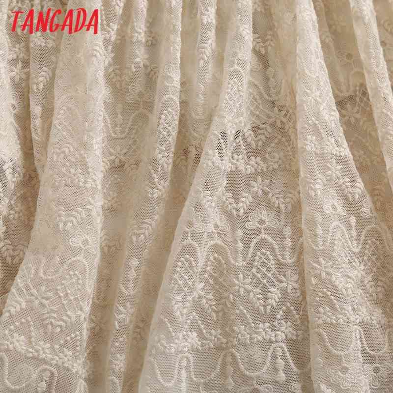 Women Vintage Lace Midi Skirt Faldas Mujer Strethy Waist Ladies Elegant Chic Mid Calf Skirts WF32 210416