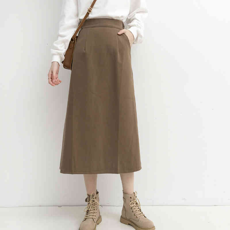 skirts Autumn/Winter Blend Thick Twill A-line Side Pocket Elastic Waist Calf Long Skirts, Khaki
skirts Autumn/Winter Blend Thick Twill A-line Side Pocket Elastic Waist Calf Long Skirts, Khaki