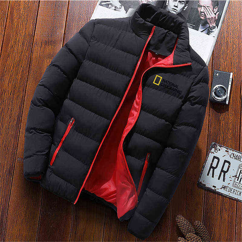 National Geographic Men'S Down Jacket Printing New Down Jacket Stand-Up Collar Long-Sleeved Men'S Autumn And Winter Zipper Y1103