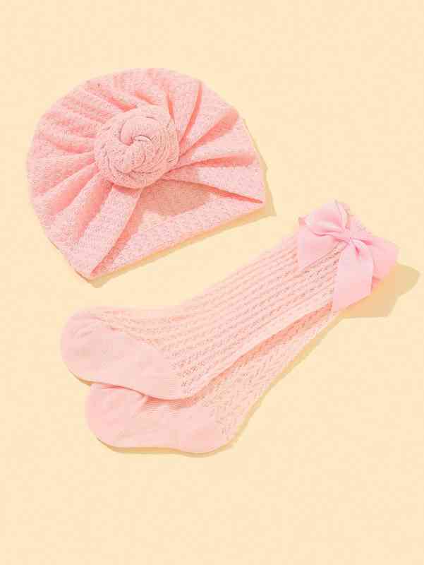 Baby Bow Decor Socks & Head Wrap SHE02