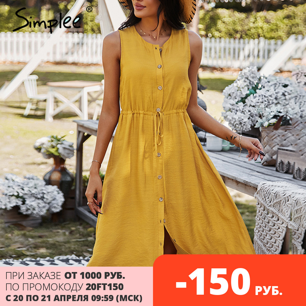 simplee casual solid sleeveless o-neck women dress beach style high waist button summer dress 2021 loose cozy female dress new, Black;gray
simplee casual solid sleeveless o-neck women dress beach style high waist button summer dress 2021 loose cozy female dress new, Black;gray