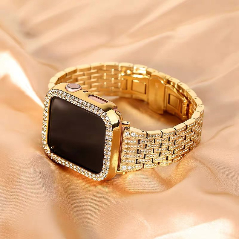 Luxury Bling Diamond Stainless Steel Wrist Band Strap With Bumper Case For Apple Watch Series 7 6 5 4 SE iWatch 40mm 41mm 44mm 45mm, Rose gold
Luxury Bling Diamond Stainless Steel Wrist Band Strap With Bumper Case For Apple Watch Series 7 6 5 4 SE iWatch 40mm 41mm 44mm 45mm, Rose gold