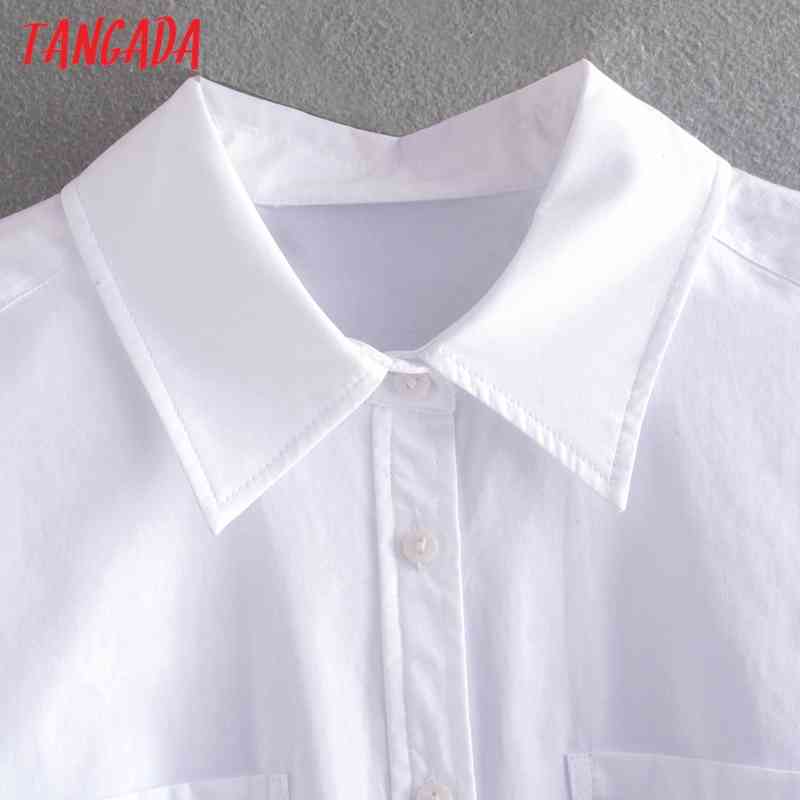 Women Retro White Crop Peter Pan Collar Chic Female Shirt Tops CE122 210416