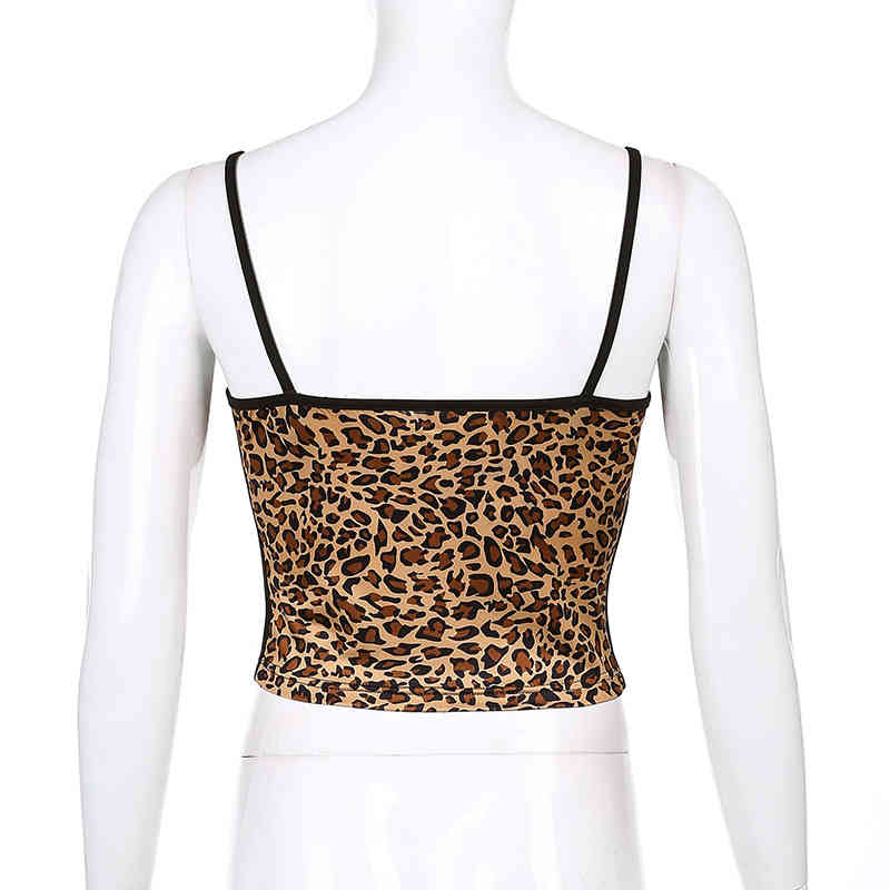 Fashion Cheetah Print Y2K Corset Crop Top Women Harajuku Sexy Sleeeveless Camisole Camis Ladies Summer Leopard Vest 210514