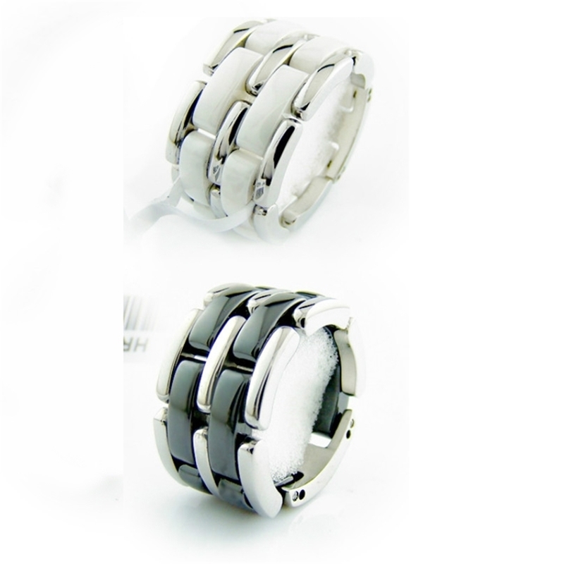 Fashion Double Rows Black / White Ceramic Stainless Steel Rings For Men & Women 210701
Fashion Double Rows Black / White Ceramic Stainless Steel Rings For Men & Women 210701