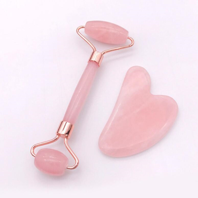 Pink Quartz Facial Relaxation Slimming Tool/rose Quartz Roller Massager For Face Jade Massage Stone Double Head Massage Roller Rollenmassage