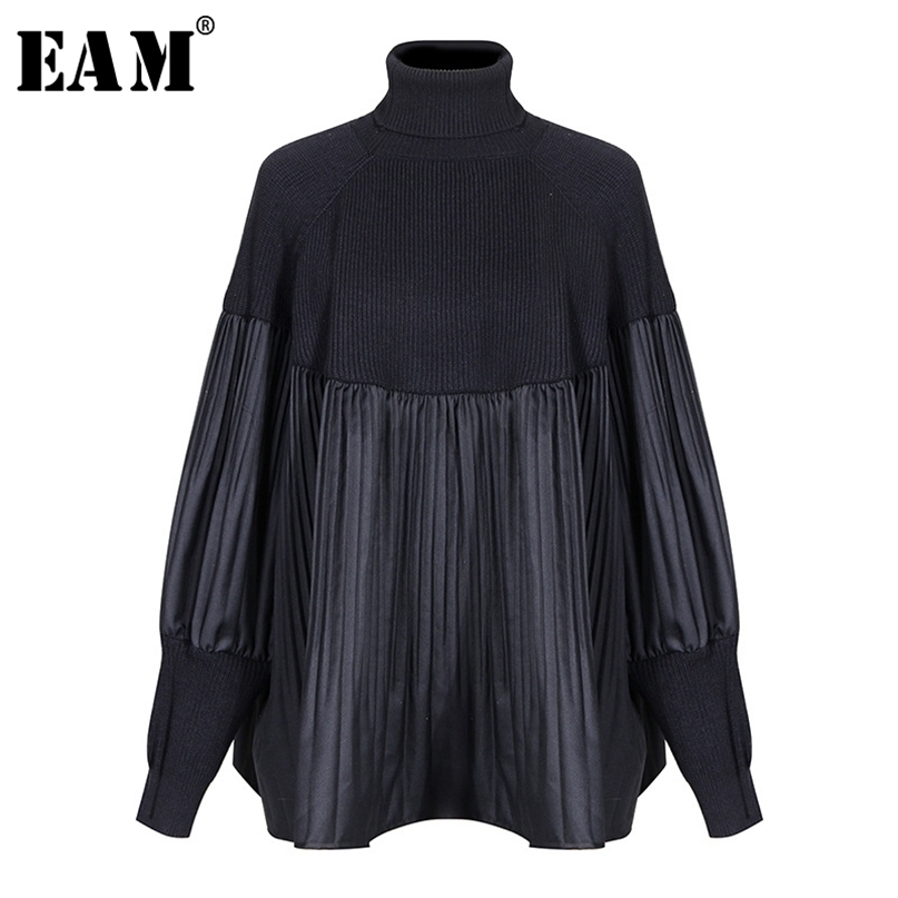 Pelated Split Big Size Knitting Sweater Loose Fit Turtleneck Long Sleeve Women Pullovers Fashion Spring 1M877 211011Z