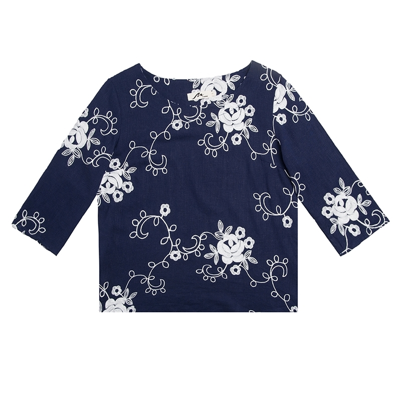 fashion art retro women blouse shirt floral embroidery summer female clothing plus size 's blusas topsD822 30 210506