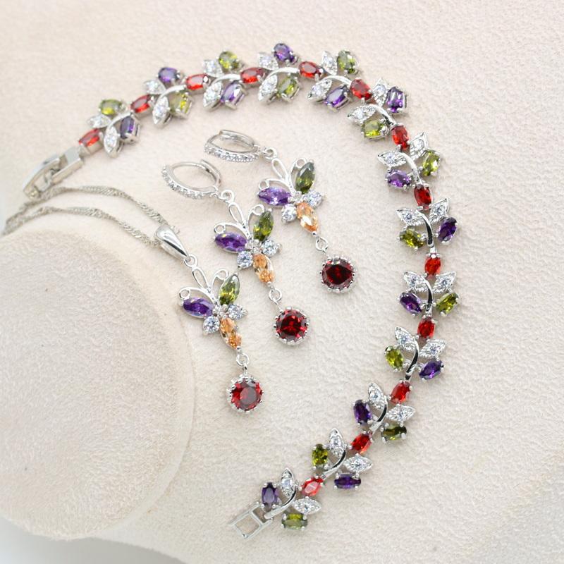 Earrings & Necklace Multicolor Zircon Silver Color Jewelry Set For Women Wedding Branch Bracelet Pendant Christmas Gift Dubai
Earrings & Necklace Multicolor Zircon Silver Color Jewelry Set For Women Wedding Branch Bracelet Pendant Christmas Gift Dubai