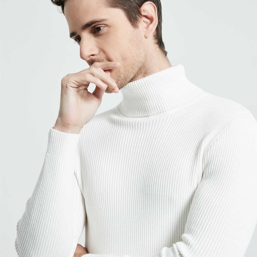 COODRONY Christmas Sweater Men Clothes Winter Thick Warm Casual Knitwear Turtleneck Pullover Classic Pure Color Jumper 8253 210818