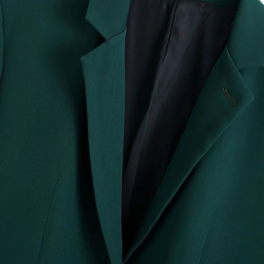 BBWM Women Fashion Office Wear Single Button Blazer Green Coat Vintage Long Sleeve Back Vents Female Outerwear Chic Veste 210520