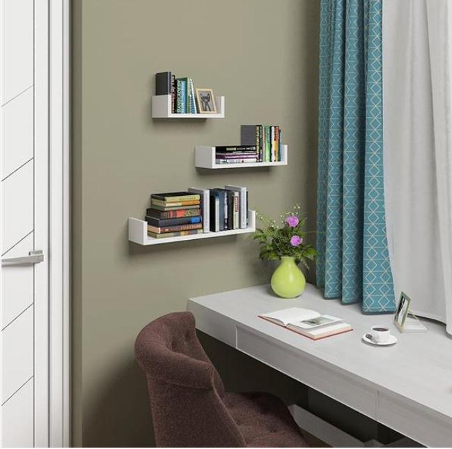 2022 Boxes & Bins Set of 3 Floating Display Shelves Ledge Bookshelf Wall Mount Storage Home Décor White