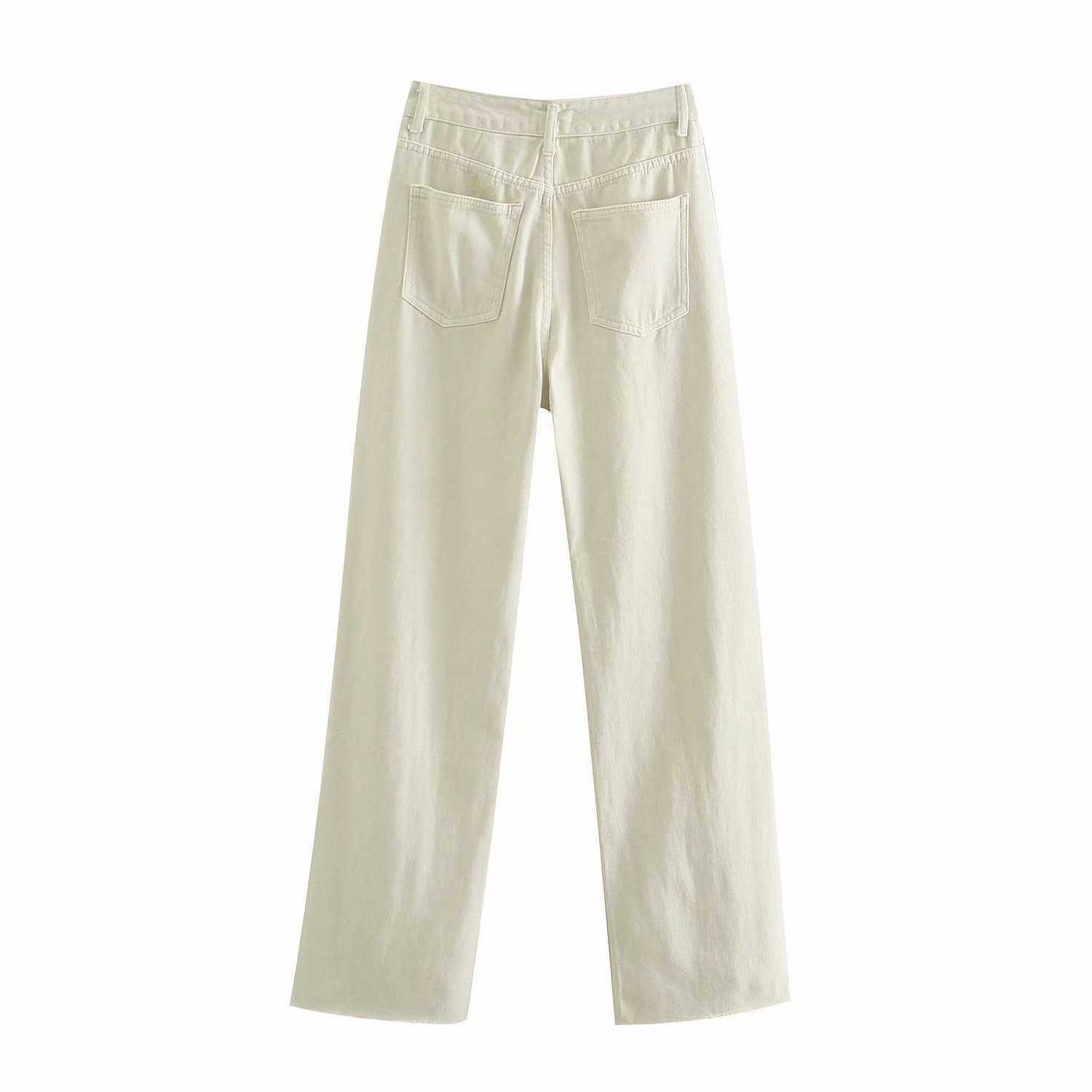 Pants Women Vintage Fashion Hight-waist Casual Slit Wide leg trousers women y2k pantalon pour femme 210709