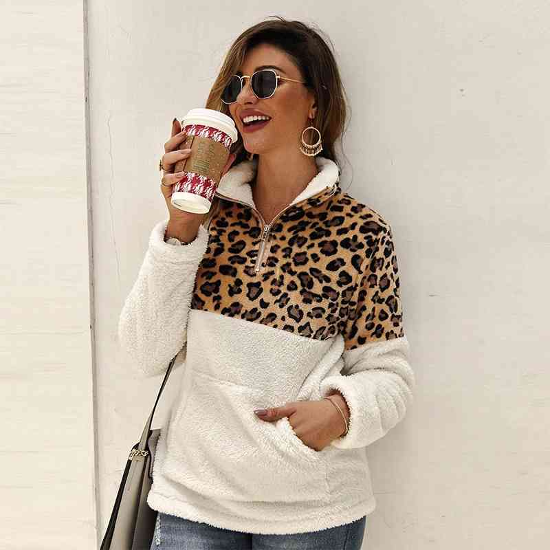 Women' Sweatshirt Leopard Sweater Faux Fur Fluffly Pullovers Zipper Long Sleeve Warm Thickening Winter Stitching Sweatshirts 210603, Armygreen
Women' Sweatshirt Leopard Sweater Faux Fur Fluffly Pullovers Zipper Long Sleeve Warm Thickening Winter Stitching Sweatshirts 210603, Armygreen