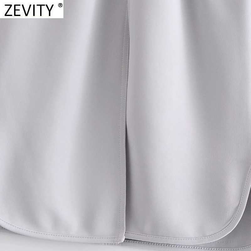 Zevity Women Fashion Solid Color Elastic Waist Sarong Skirt Faldas Mujer Female Split Vestido Pockets Straight Skirts QUN711 210603