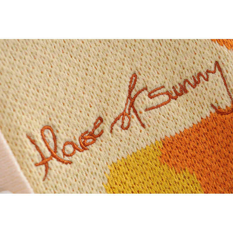 Women Autumn Vintage French Style Sunshine Print Short Knitted Sweater Chic Lady Fashion Single Breasted Loose Cardigans Femme 210421