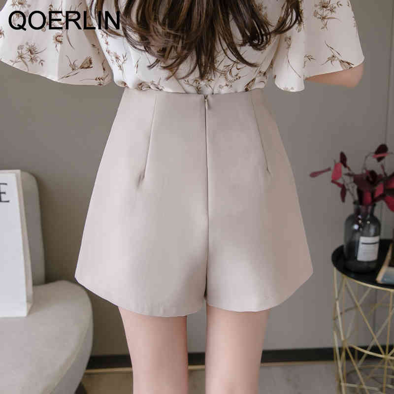 Summer Shorts Skirt Women Pleated Skirts Wide Leg Aline Shorts Students Elegant Irregular Shorts Skirts Mujer Black Skirts 210412