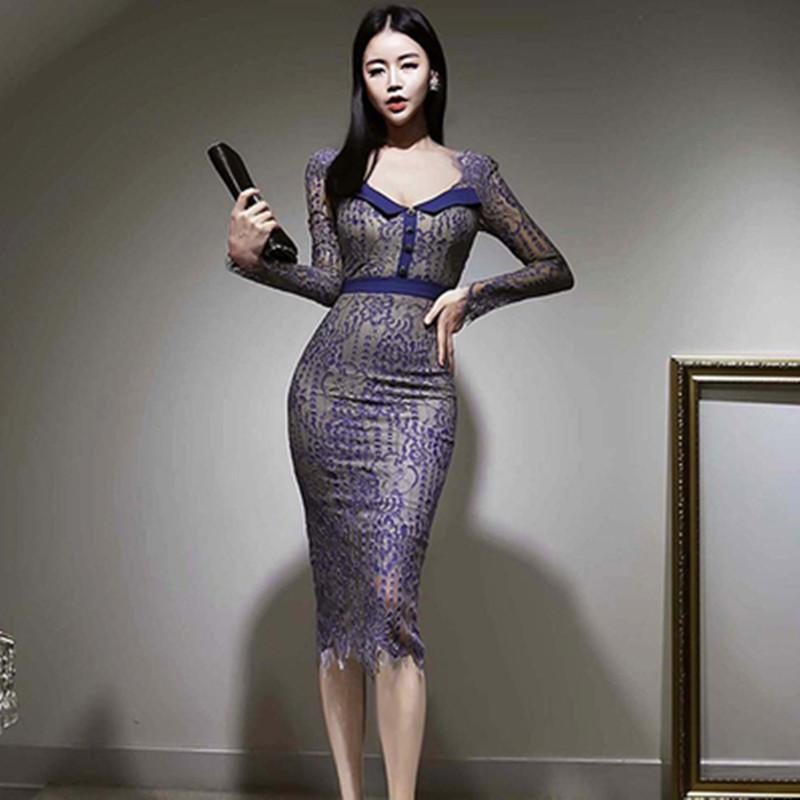 Casual Dresses Korean Spring Sexy Long Sleeves Simple Lace Dress Women Hollow Out Splicing V-Neck Elegant Bag Hip Slim Party, Picture color
Casual Dresses Korean Spring Sexy Long Sleeves Simple Lace Dress Women Hollow Out Splicing V-Neck Elegant Bag Hip Slim Party, Picture color