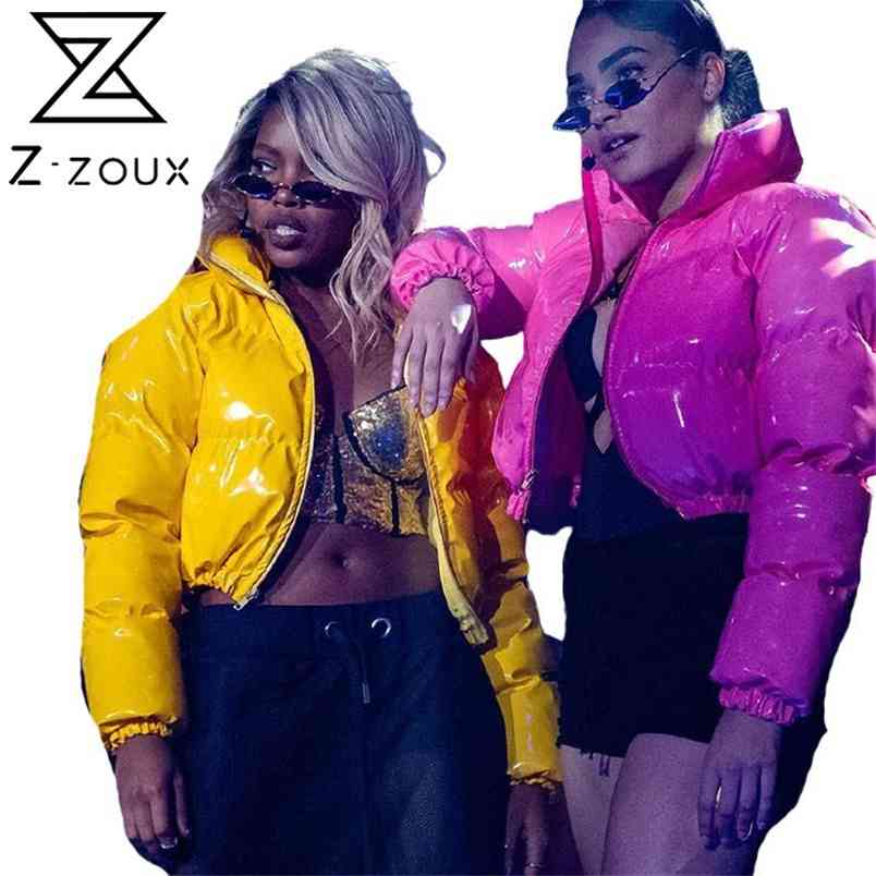 GetSpring Women Parka Winter Outwear Jacket Coat High Waist Zipper Stand Collar Long Sleeve Jackets Fashion 210513