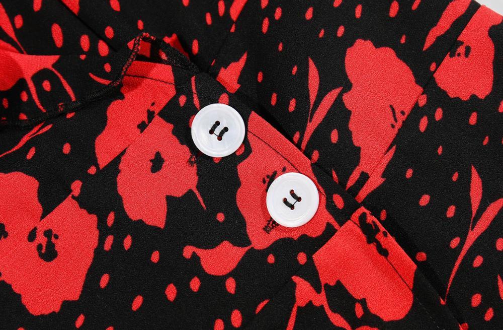 Vintage France style Ruffles Collar Flower Print Dress Holiday Woman Side Button Waist Slim Short Sleeve Midi Tea Dresses 210429