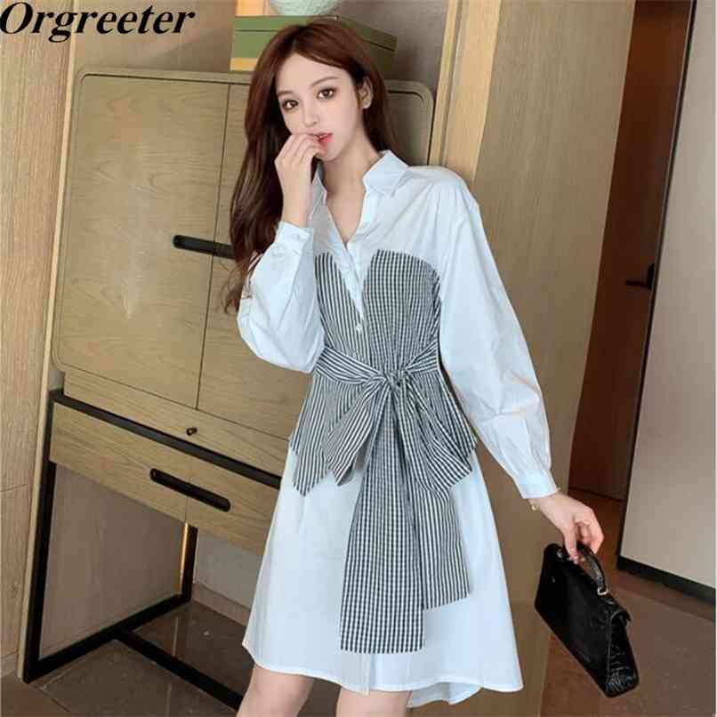 Autumn Women Clothing Women's Plaid Stitching Fake two-piece Shirt Dress Loose Waist Bow Asymmetrical 210602, Black
Autumn Women Clothing Women's Plaid Stitching Fake two-piece Shirt Dress Loose Waist Bow Asymmetrical 210602, Black