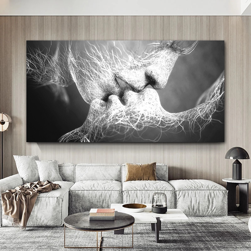 Home Decor Prints Abstract Love Kiss Posters Oil Painting Printed On Canvas Wall Art Pictures For Living Room Indoor Decorations
