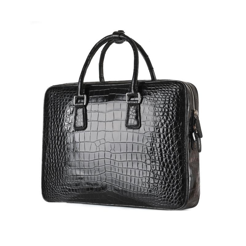 

Briefcases 2021 Designer Crocodile Leather Men's Briefcase Business Men Handbag Genuine Large Capacity Man Shoulder Bag 50, Black