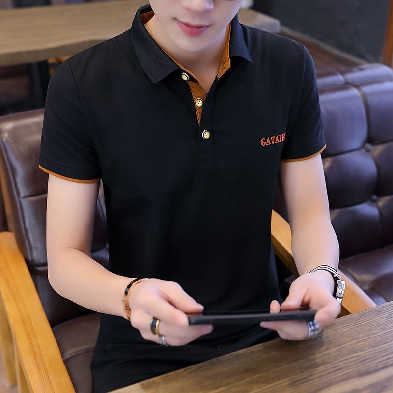 Summer short Lapel polo men's Korean casual slim fit leads half sleeve bottomed T-shirt trend, White;black
Summer short Lapel polo men's Korean casual slim fit leads half sleeve bottomed T-shirt trend, White;black