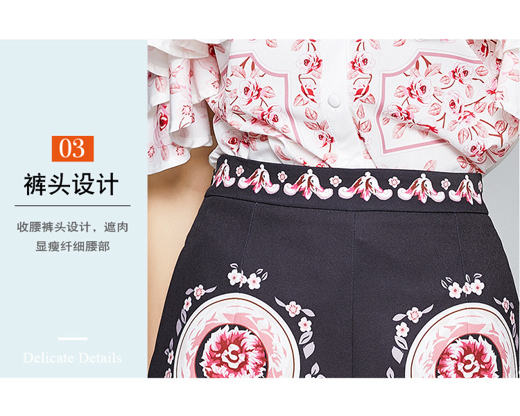 Fashion Runway Summer 2 Piece Set Women Off Shoulder Ruffles Floral Print Shirt Tops + High Waist Wide Leg Shorts 210506