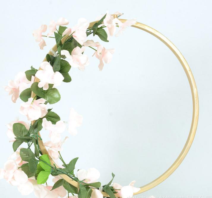 2021 Wedding Props Christmas Party Decoration Wrought Iron hoop Circle Round Ring Arch Backdrop Stand Flower Arrangement Shelf
