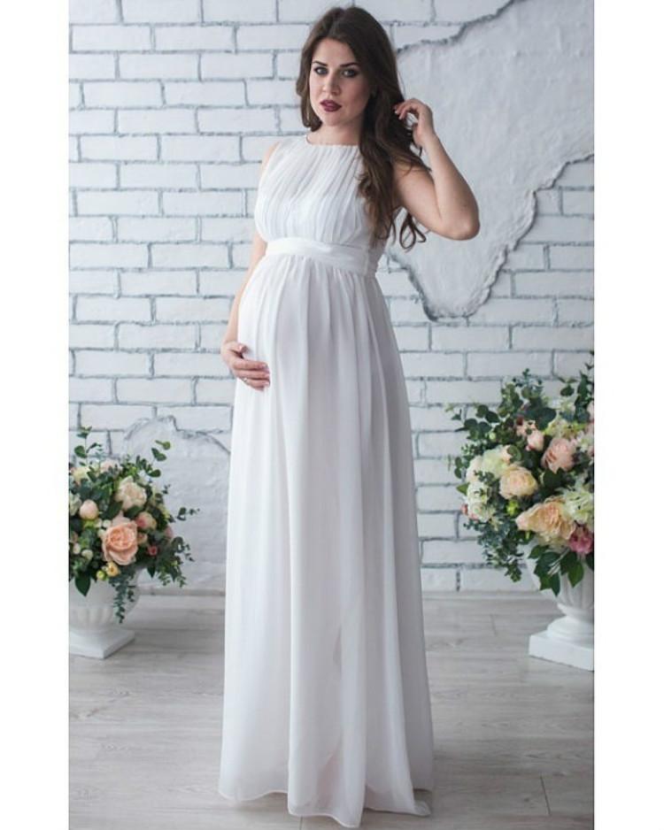 Round Collar Stitching Sleeveless Large Size White Blue Dress For Pregnant Woman Quality Casual Dresses