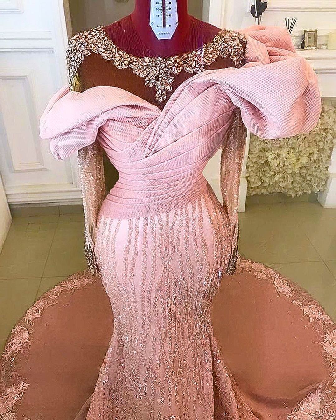 2021 Plus Size Arabic Aso Ebi Luxurious Beaded Crystals Prom Dresses Sheer Neck Mermaid Evening Formal Party Second Reception Gowns Dress ZJ200