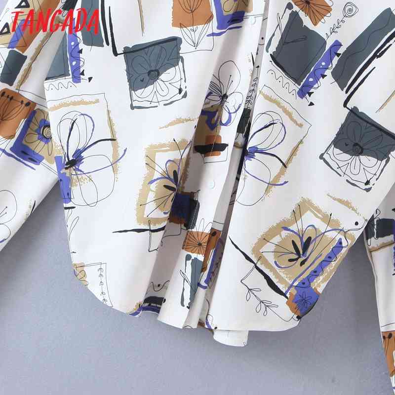 Women Oversized Print Chiffon V Neck Long Sleeve Chic Female Casual Loose Shirt SL555 210416