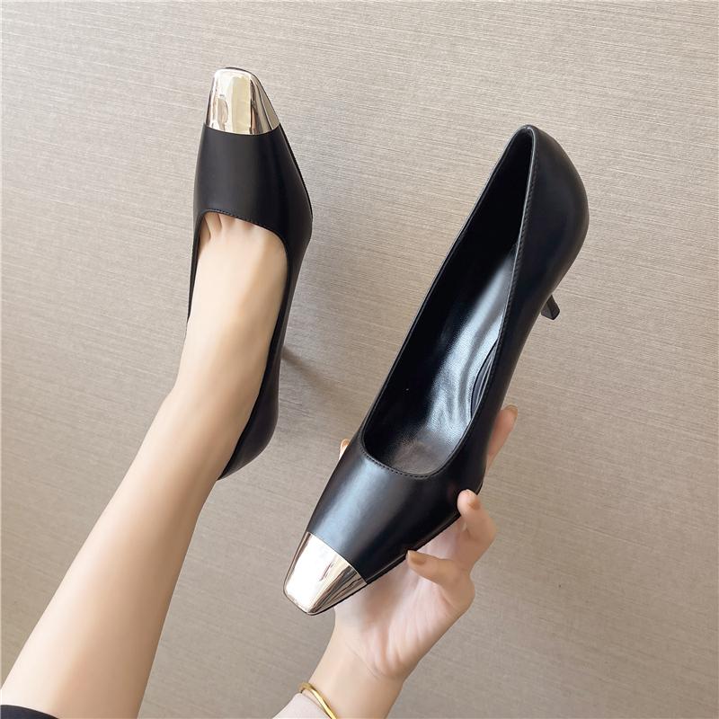 Dress Shoes 2022 Fashion Brand Genuine Leather Women High Heels Metal Toe Slip On Thin Ladies Pumps, Black
Dress Shoes 2022 Fashion Brand Genuine Leather Women High Heels Metal Toe Slip On Thin Ladies Pumps, Black