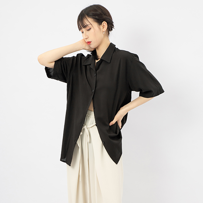 Simple Yellow Blouse Women's Summer Lapel Single Breasted Short Sleeve Purple Shirt Female Fashion 5E315 210427