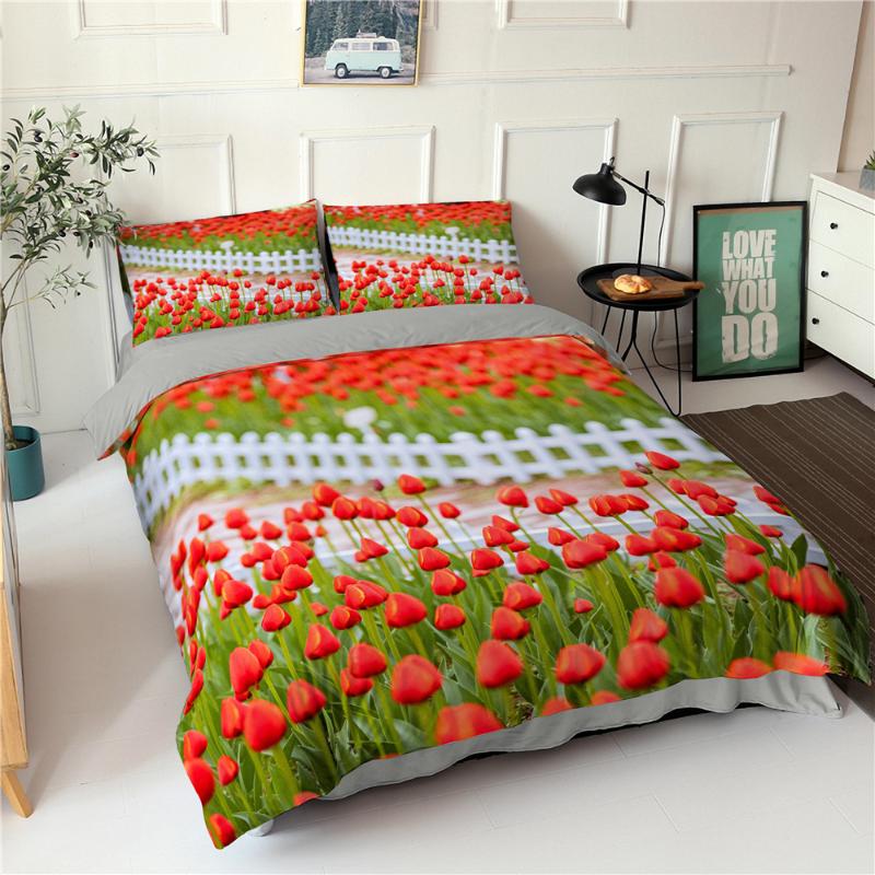 Rose Flower Bedding Sets 2/3 Pcs King Queen Size Beautiful Woman Duvet Cover Set Print Comforter Funda De Edredón