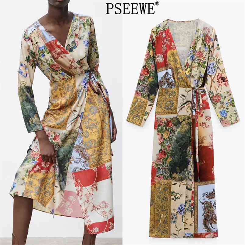 Floral Patchwork Long Dress Women Spring Vintage Sleeve Wrap Midi Woman Fashion Belt Elegant es 210519, Multi
Floral Patchwork Long Dress Women Spring Vintage Sleeve Wrap Midi Woman Fashion Belt Elegant es 210519, Multi