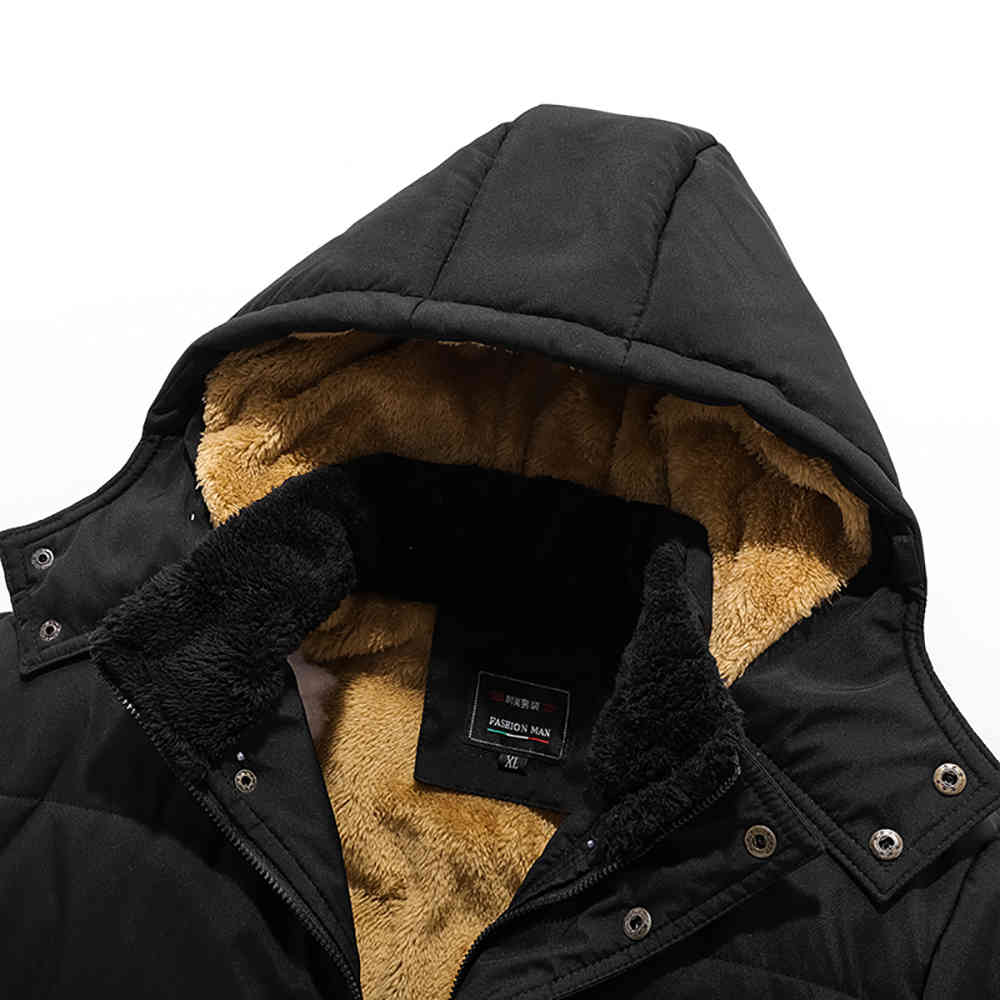 Style Men Winter Jacket Warm Thicken mal Parka Coat Cotton-Padded Hooded Male Overcoat Winbreaker Detachable-Hat Outerwear 210518